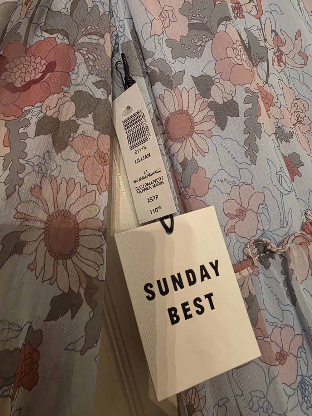 Sunday Best ' Floral Tiered Dress in Light Blue and Pink - Picture 5 of 6